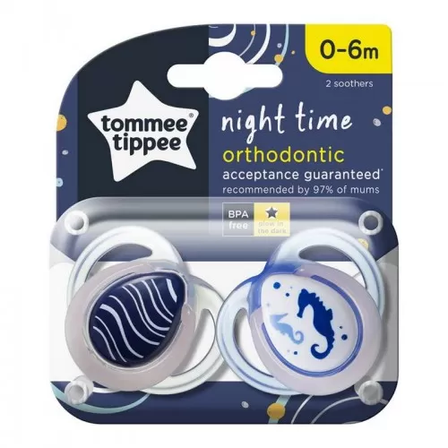 Suzete ortodontice de noapte Calut de Mare 0-6 luni, 2 bucati, Tommee Tippee