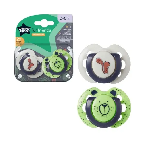 Tommee Tippee TT0421 Suzeta Ortodontica Fun Verde/Alb 0-6luni -buc x 2