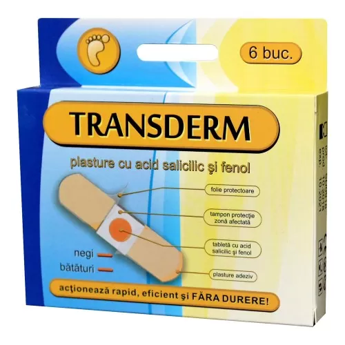 Transderm plasture cu acid salcilic, 6 bucati, Cbf Optim Trading