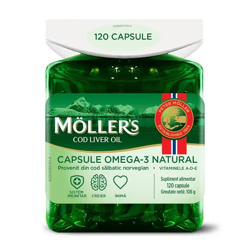 Ulei de ficat de cod, 120 capsule, Moller's