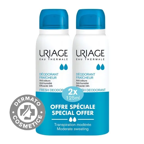Pachet Deodorant spray cu piatra de alaun, 125 ml + 125 ml, Uriage