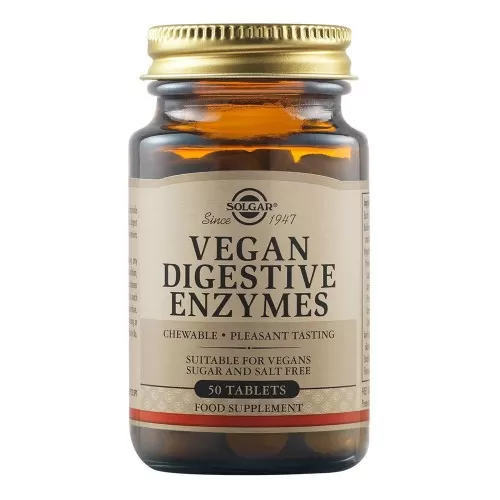 Vegan Digestive Enzymes, 50 comprimate masticabile, Solgar