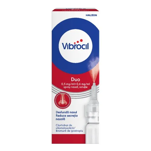 Vibrocil Duo spray nazal solutie, 0,5 mg/ml + 0,6 mg/ml, 10 ml, Haleon