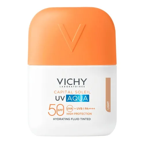 Fluid hidratant colorat cu protectie solara SPF 50 Nuanta Light Capital Soleil UV Aqua, 50 ml, Vichy