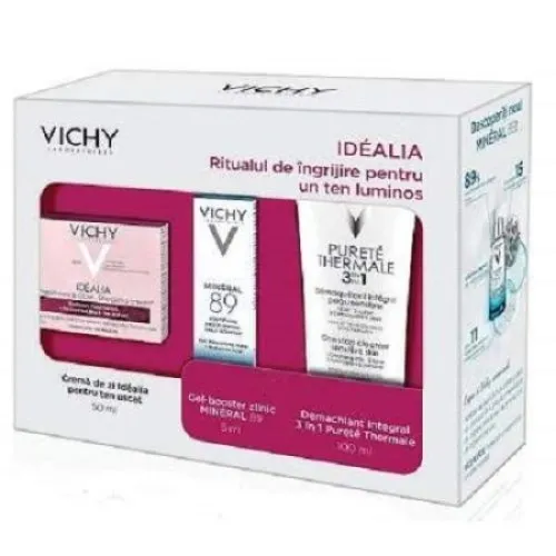 Vichy Idealia Crema Zi PS x 50ml + Mineral 89 x 5ml + Purete Thermale Demachiant