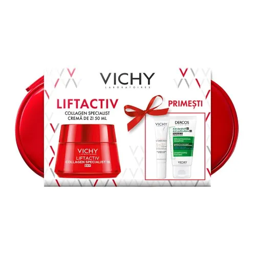 Trusa Crema de zi Liftactiv Collagen Specialist 16, 50 ml + (UV Age, 15ml + Dercos, 50ml Promo), Vichy
