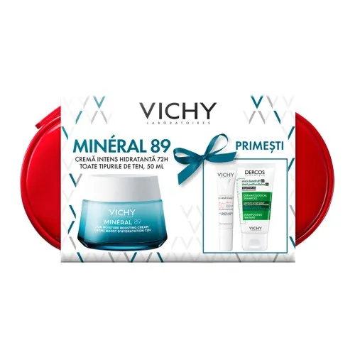 Trusa Crema pentru toate tipurile de ten Mineral 89, 50ml + (UV Age, 15ml + Dercos, 50ml Promo), Vichy