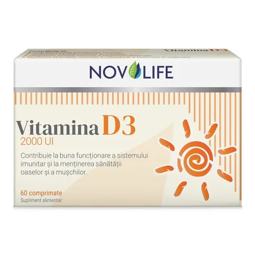 Vitamina D3 2000UI, 60 comprimate, Novolife