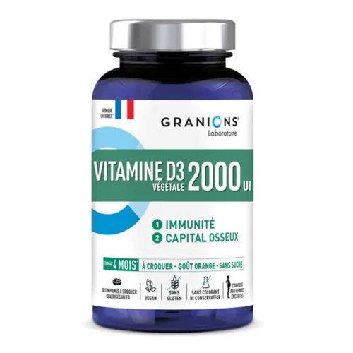 Vitamina D3, 2000 UI, 30 comprimate masticabile, Granions