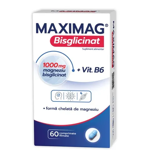 MaxiMag Bisglicinat 1000mg, 60 comprimate, Zdrovit