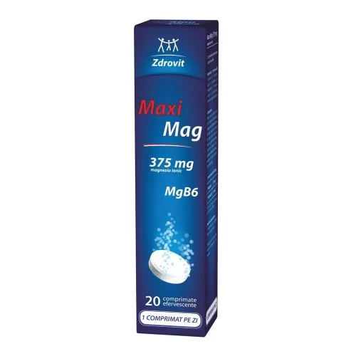 MaxiMag, 375 mg, 20 comprimate efervescente, Zdrovit