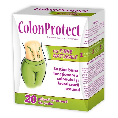 Colon Protect cu fibre naturale si gust de rodie, 20 plicuri, Zdrovit