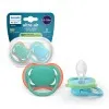 Suzeta Ultra Air Silicon Blue/Verde 6-18 luni 087/10, 2 buc, Avent Philips