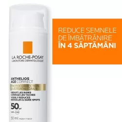 Crema cu protectie solara SPF 50 pentru fata, cu actiune anti-imbatranire, 50 ml, Anthelios Age Correct, La Roche Posay