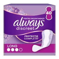 Absorbante zilnice pentru incontinenta urinara Always Discreet Long, 40 bucati
