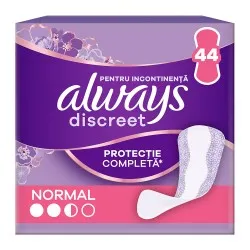 Absorbante zilnice pentru incontinenta urinara Always Discreet Normal, 44 bucati