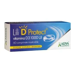 Vitamina D3 1000UI Lili D Protect, 60 comprimate masticabile, Adya
