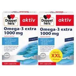 Aktiv Omega 3 Extra + Ulei Somon 1000mg, 120 capsule + Omega3 Extra + Ulei Somon1000mg, 60 capsule, Doppel Herz