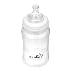 Biberon cu Gât Larg și Tetină Anticolici A0107, 240 ml, Akuku