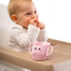 Cană Deschisă Inteligentă cu Mânere A0696, Roz, 150 ml, Akuku