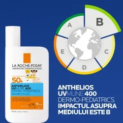 Anthelios UVMUNE 400 Dermo-Pediatrics Fluid Invizibil SPF50+ cu protecție solară foarte ridicată potrivit pentru pielea sensibilă sau cu tendință atopică a copiilor, 50ml, La Roche-Posay