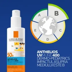 Anthelios UVMUNE 400 Dermo-Pediatrics Spray Invizibil SPF50+ cu protecție solară foarte ridicată potrivit pentru pielea sensibilă sau cu tendință atopică a copiilor, 200ml, La Roche-Posay
