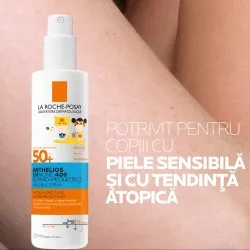 Anthelios UVMUNE 400 Dermo-Pediatrics Spray Invizibil SPF50+ cu protecție solară foarte ridicată potrivit pentru pielea sensibilă sau cu tendință atopică a copiilor, 200ml, La Roche-Posay