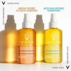 Apa cu protectie solara SPF 50, cu acid hialuronic, pentru fata si corp, 200 ml, Capital Soleil, Vichy