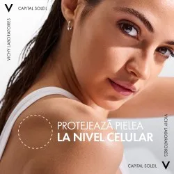Apa cu protectie solara SPF 50, cu acid hialuronic, pentru fata si corp, 200 ml, Capital Soleil, Vichy