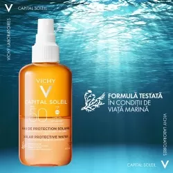 Apa cu protectie solara SPF 50, pentru bronz de durata, fata si corp, 200 ml, Capital Soleil, Vichy
