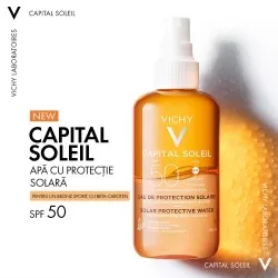 Apa cu protectie solara SPF 50, pentru bronz de durata, fata si corp, 200 ml, Capital Soleil, Vichy