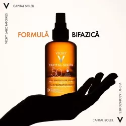 Apa cu protectie solara SPF 50, pentru bronz de durata, fata si corp, 200 ml, Capital Soleil, Vichy