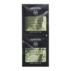 Masca de Fata cu Argila Verde pt Curatarea Tenului Gras Express Beauty, 2 buc, 8ml, Apivita