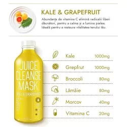 Masca servetel cu varza kale si grapefruit Juice Mask Brightening, 20 g, Ariul
