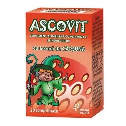 Ascovit cu aroma de capsuni 100mg, 20 comprimate, Omega Pharma