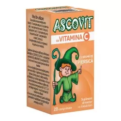 Ascovit cu aroma de piersica 100mg, 20 comprimate, Omega Pharma