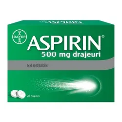 Aspirin, 500 mg, 20 drajeuri, Bayer