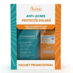 Pachet Cleanance Crema Nuantatoare SPF50+ Triasorb, 50ml + Gel Curatare, 200ml, Avene