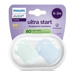 Suzeta Ultra Start Bleu/Verde 0-2luni 075/12, 2 buc, Avent Philips