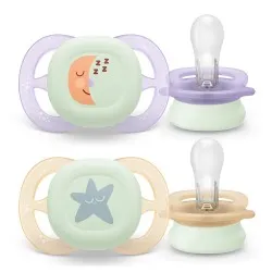 Suzeta Ultra Start Fosforescenta Moon 0-2luni 075/17, 2 buc, Avent Philips