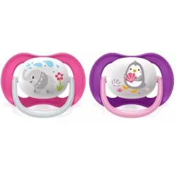 Suzeta Ultra Air Silicon Design Animale Fete 6-18 luni 080/08, 2 buc, Avent Philips