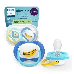 Suzeta Ultra Air Silicon Maimuta/Banana 6-18 luni 080/26, 2 buc, Avent Philips