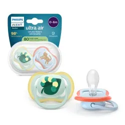 Suzeta Ultra Air Silicon Tigru/Frunza 0-6 luni 087/02, 2 buc, Avent Philips