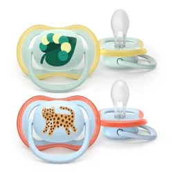 Suzeta Ultra Air Silicon Tigru/Frunza 0-6 luni 087/02, 2 buc, Avent Philips