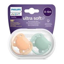 Suzeta Ortodontica Ultra Soft Verde/Portocaliu 0-6luni 091/03, 2 buc, Avent Philips