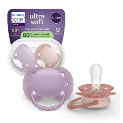 Suzeta Ortodontica Ultra Soft Roz/Mov 6-18 luni 091/43, 2 buc, Avent Philips