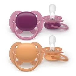 Suzeta Ortodontica Ultra Soft Mov/Portocaliu +18luni 093/03, 2 buc, Avent Philips