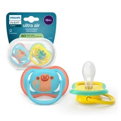 Suzeta Ultra Air +18 luni Blue/Galben 349/58, 2 buc, Avent Philips