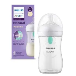 Biberon Natural Response cu Dispozitiv Anti-colici +1 luna 673/01, 260ml, Avent Philips