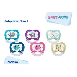 Suzete multicolore cu inel Talia 1+ Steribox, 2 bucati, Baby Nova